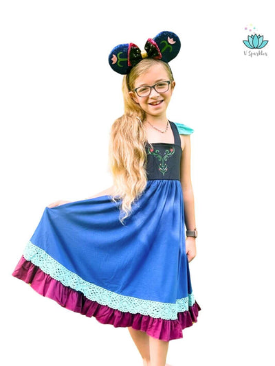 Ice Queen Sister Twirl Dress Blue for Girls Kids