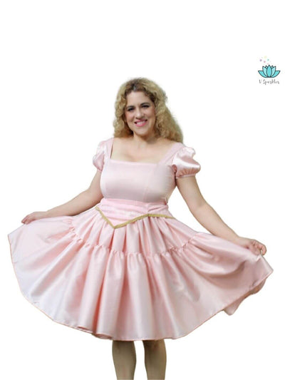 Sleeping Princess Dress-Up Overskirt for Women – Perfect for Halloween and Disneybounding – Channel your inner Aurora with this enchanting Sleeping Princess dress-up overskirt, perfect for Halloween parties, Disneybounding adventures, or special events. Available in mid-size and plus-size options.