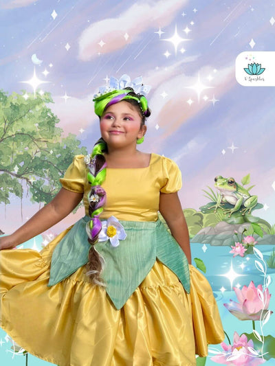 Lily Pad Princess The Frog Dress-Up Overskirt for Kids – Princess Tiana-Inspired Costume Accessory – This enchanting Lily Pad Princess-inspired overskirt is perfect for transforming any little girl into Princess Tiana. Ideal for Disneybounding, dress-up games, or birthday parties for toddlers and young girls.