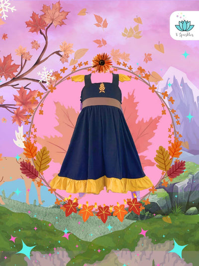 "Anna-inspired doll dress perfect for Disneybounding outfit, a magical Halloween costume, or birthday dress. Ideal for kids' play pretend and dress-up games