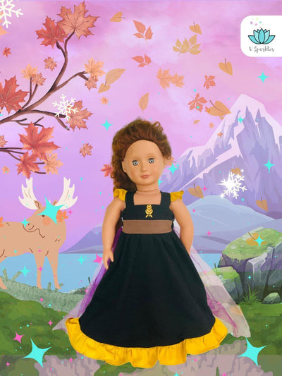 Anna Frozen Disneybounding Doll Outfit: A charming Anna-inspired coronation dress for dolls, perfect for kids' Disneybounding play pretend, dress-up games, or as a stylish accessory for a birthday celebration. A great gift for young Frozen fans.