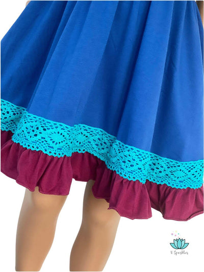 Ice Queen Sister Twirl Dress Blue for Girls Kids