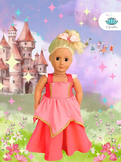 Aurora doll dress perfect for Disneybound or dress up as the Sleeping Princess, ideal for play pretend or a Halloween costume