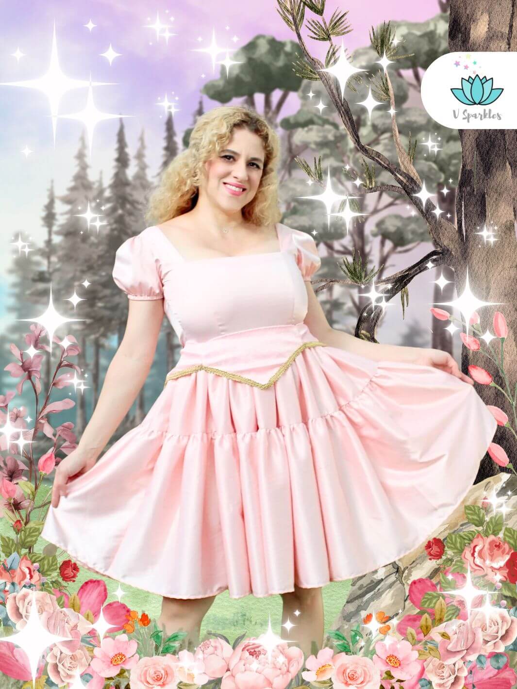 Aurora's Enchantment Adult Dress – Aurora-Inspired Disneybounding Dress – This enchanting pink and blue dress is perfect for transforming into Princess Aurora. Ideal for Disneybounding, Halloween costumes, or themed events. Available in mid-size and plus-size options.