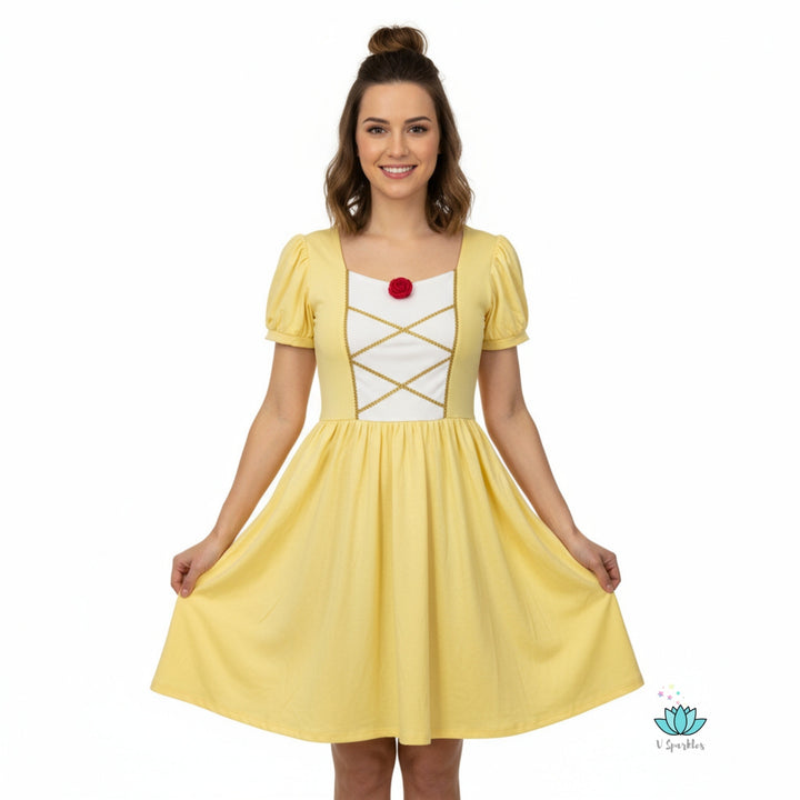 adult yellow princess dress Custom Princess Belle Costume Yellow Dress for Adult
