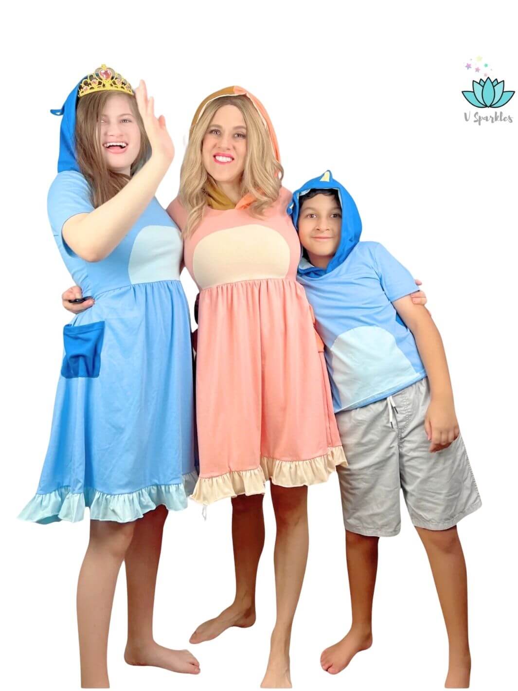 Bluey Disneybounding Outfit for Adults and Kids: A fun and playful Bluey-inspired dress for both adults and kids, perfect for Disneybounding, Halloween costumes, or birthday parties. This outfit is ideal for kids' play pretend and dress-up games, and a fashionable self treat or gift for adults who love dressing up.