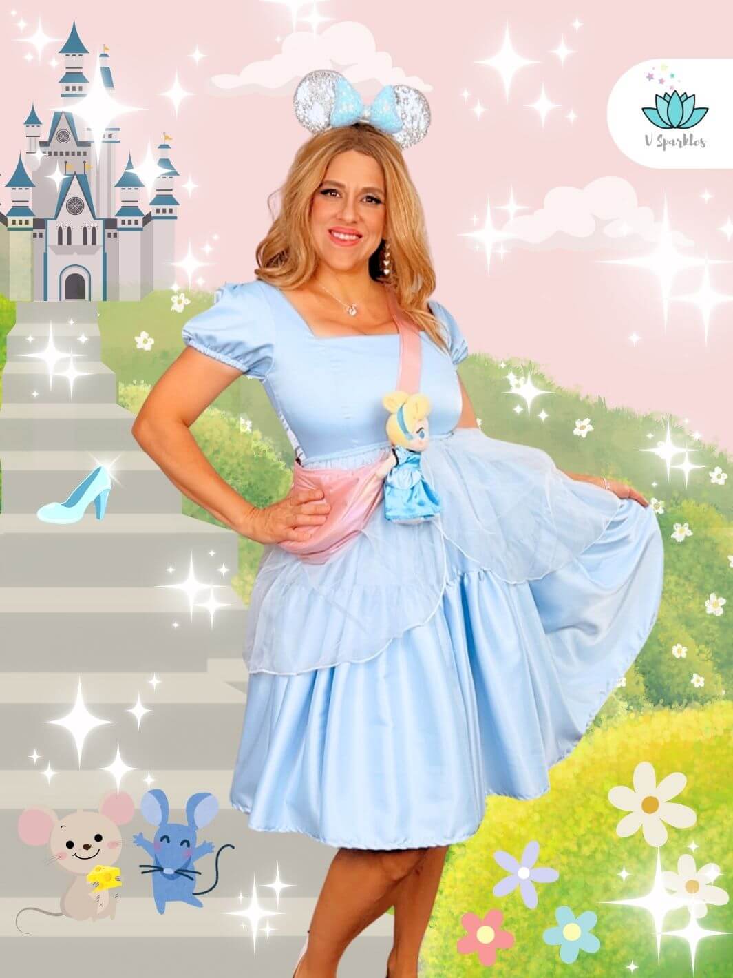 Glass Shoe Princess Dress-Up Overskirt for Adults – Cinderella-Inspired Costume Accessory – This elegant glass shoe-inspired overskirt is perfect for transforming into Cinderella. Ideal for Disneybounding, Halloween costumes, or themed holiday events. Available in mid-size and plus-size options.