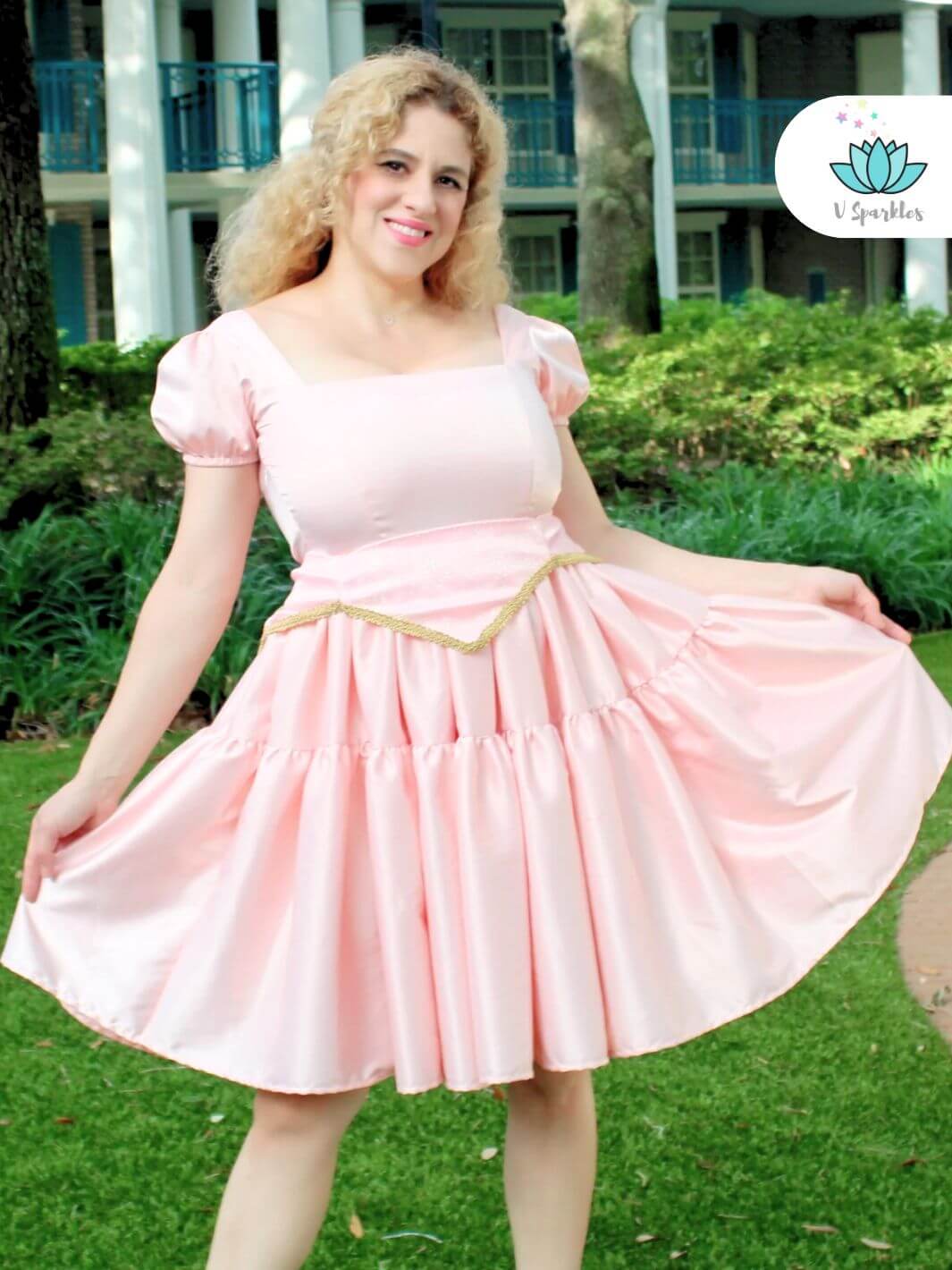 Aurora's Enchantment Dress for Women – Complete Princess Aurora Transformation – Channel your inner Aurora with this beautiful pink and blue dress. Perfect for Disneybounding, Halloween parties, or holiday celebrations. Available in mid-size and plus-size options.