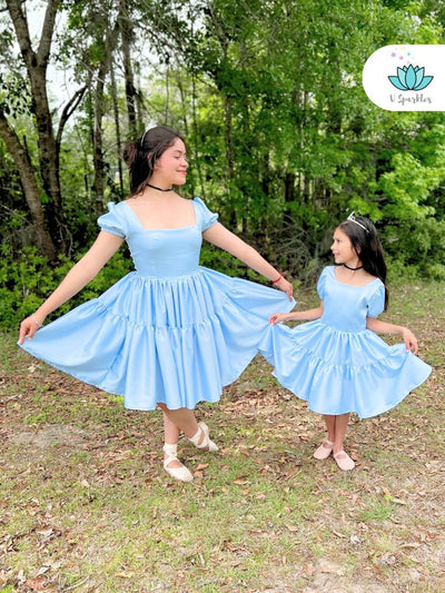 Glass Slipper Dress Set for Girls – Matching Mother and Daughter Outfit – Create a magical matching mother and daughter Disneybounding look with this Cinderella-inspired dress set for kids. Perfect for toddler girls for Halloween costumes or special occasions.