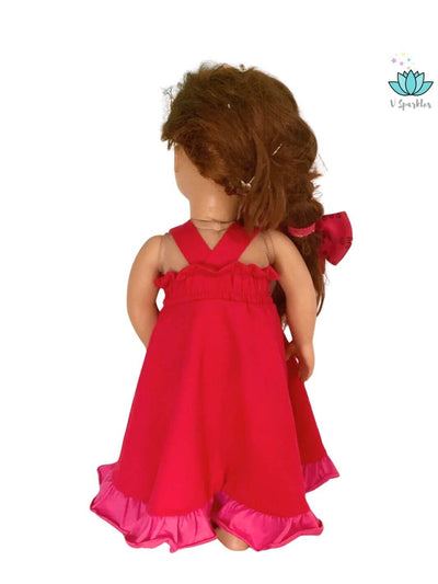 "Vibrant red Elena doll dress, designed for Disneybounding or dress-up games. Great for play pretend, Halloween, and birthday parties, making it a wonderful gift for doll lovers.