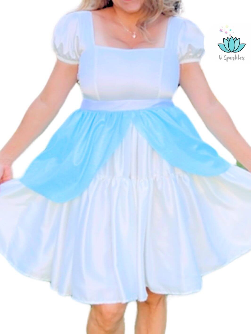 Ice Queen Blue Dress-Up Overskirt for Women – Complete Queen Elsa Transformation – Pair this beautiful blue dress-up overskirt with any base dress for a full Queen Elsa-inspired look. Perfect for Disneybounding, Halloween parties, or holiday celebrations. Available in mid-size and plus-size options.