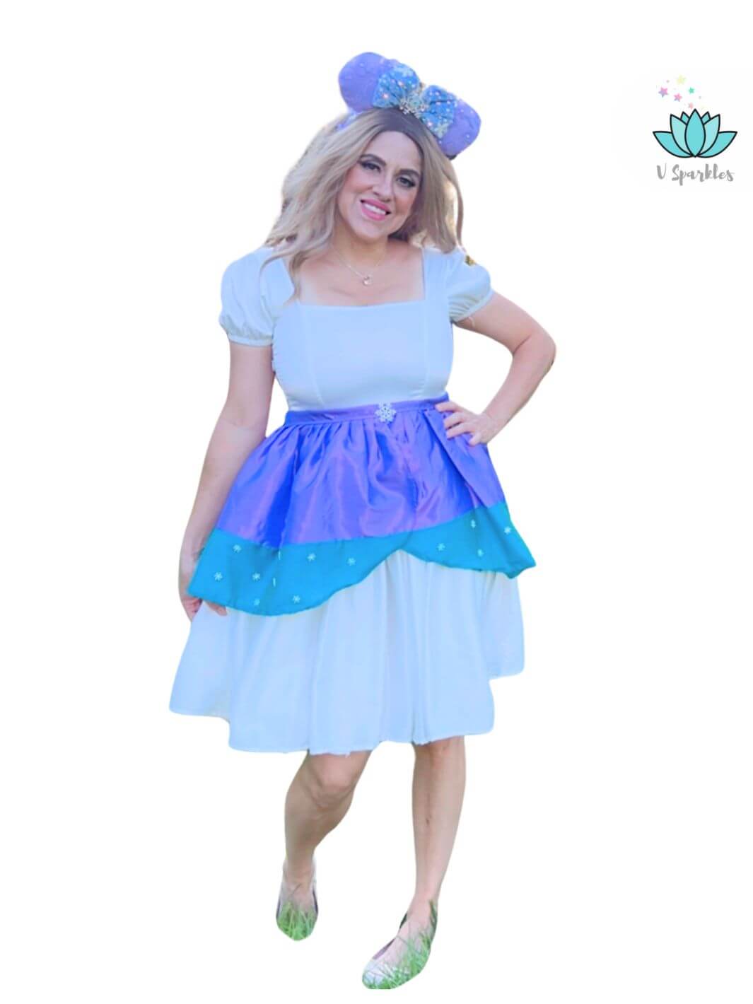 Ice Queen Purple Dress Set for Adults – Ideal for Disneybounding and Winter Events – This Queen Elsa-inspired purple dress set is ideal for adults attending Disneybounding adventures, winter holiday parties, or themed gatherings. Available in mid-size and plus-size options.