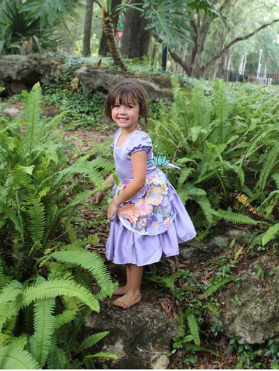 Floral Fairytale Dress-Up Overskirt for Girls – Ideal for Disneybounding and Special Occasions – This Rapunzel-inspired floral overskirt is perfect for toddlers and young girls attending Disneybounding adventures, holiday events, or birthday parties.
