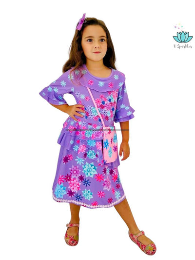 Isabela Halloween Costume for Girls: A vibrant Isabela-inspired dress designed for Disneybounding, Halloween costumes, and birthday parties. Perfect for kids who love play pretend and dress-up games.