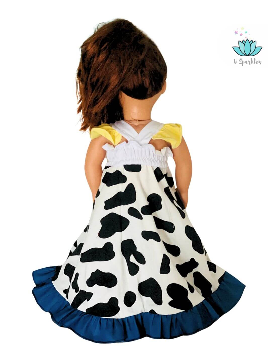 "Disney-inspired Jessie cowboy doll dress, ideal for play pretend, self-treat, or Disneybounding fashion. Perfect for Halloween costume or a fun birthday dress.