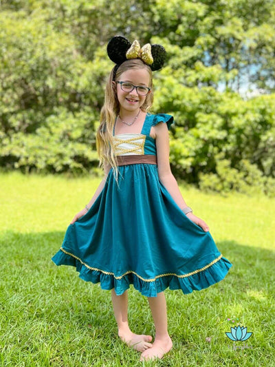 merida dress for kids, disney merida brave dress, princess twirl dress, archer princess