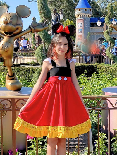 Adorable Mickey Mouse Halloween costume or birthday dress, ideal for dressing to impress at Disney-themed events.