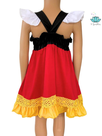 Stylish and fun, this Mickey-inspired dress makes a perfect gift, self-treat for adults, or fashion statement for young fans of classic Disney.