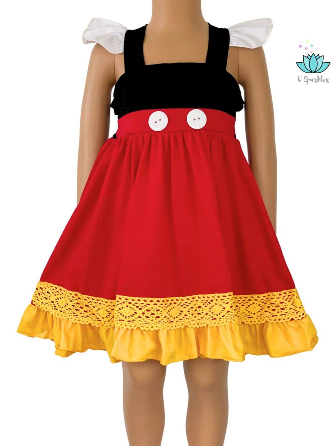 Capture the magic with this Mickey Mouse kids dress, designed for playful moments and imaginative dress-up adventures.