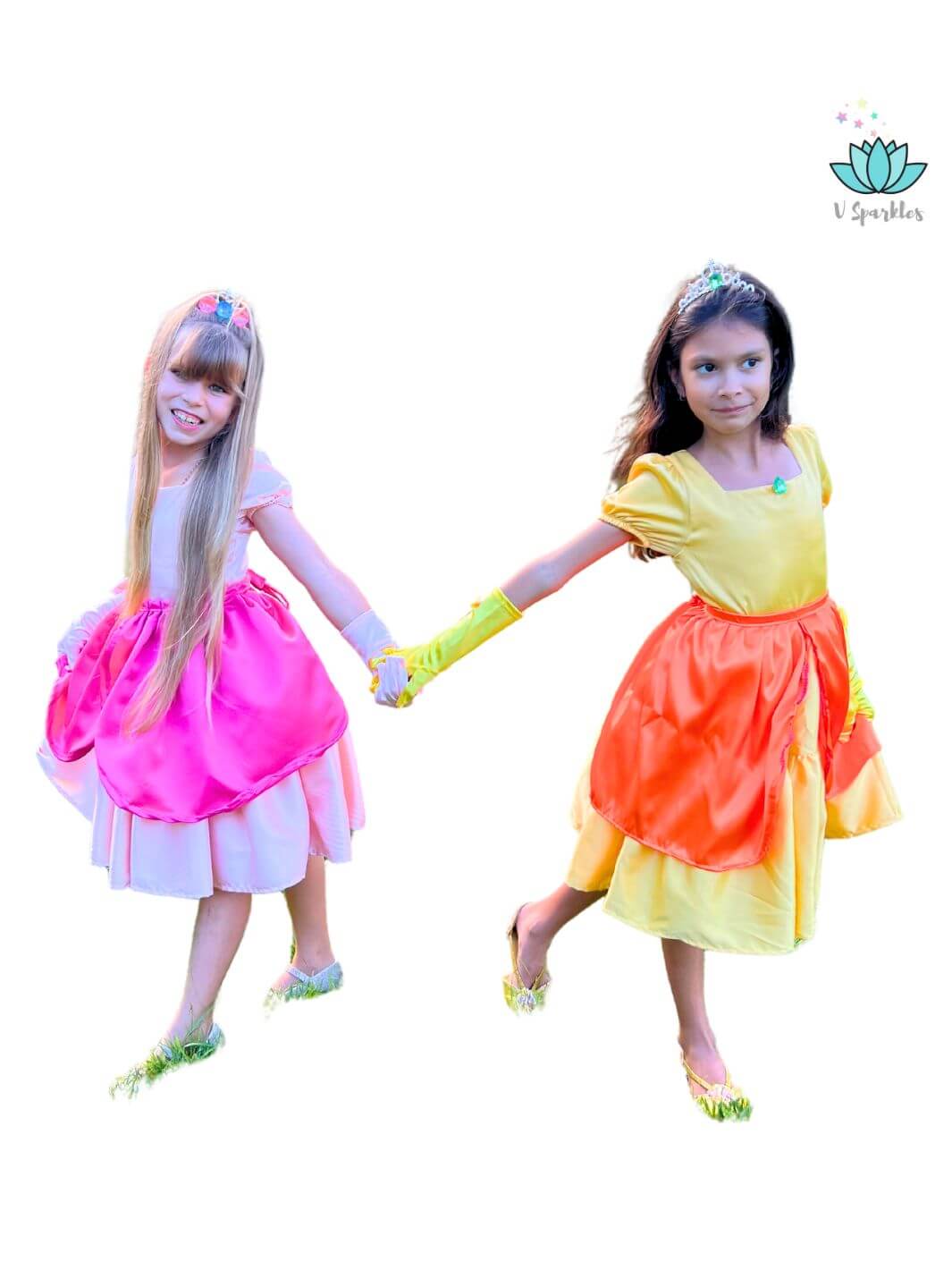 Pink Princess Video Game Dress-Up Overskirt for Girls – Matching Mother and Daughter Outfit – Create a magical matching mother and daughter Disneybounding look with this Princess Peach-inspired pink overskirt for kids. Perfect for toddler girls for Halloween costumes or special occasions.