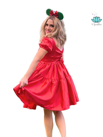 Elegant Red Dress with Optional White or Red Cape – Available in Plus Sizes