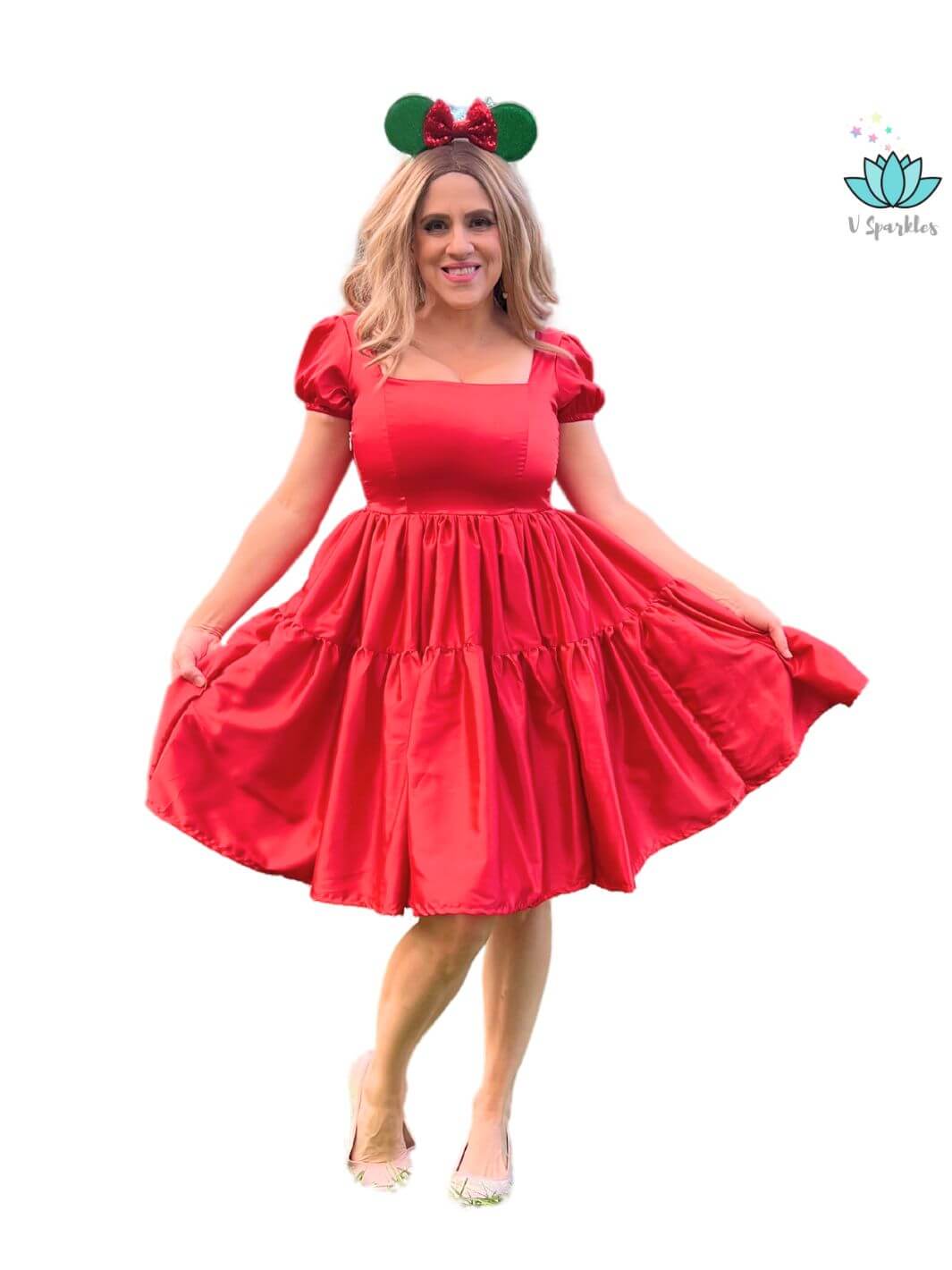 Elegant Red Dress with Optional White or Red Cape – Available in Plus Sizes