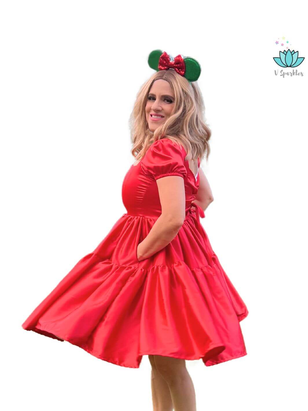 Elegant Red Dress with Optional White or Red Cape – Available in Plus Sizes