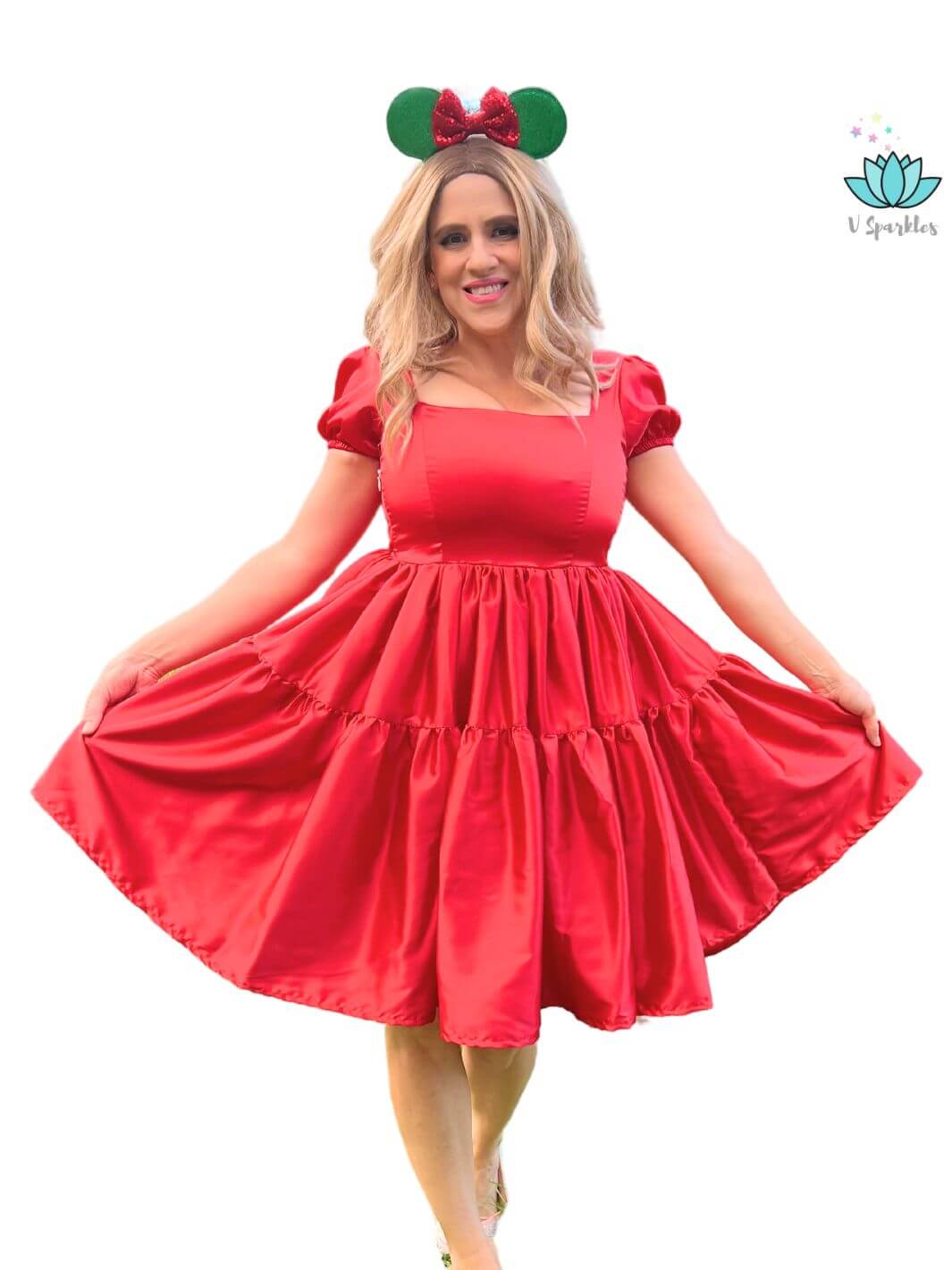 Elegant Red Dress with Optional White or Red Cape – Available in Plus Sizes