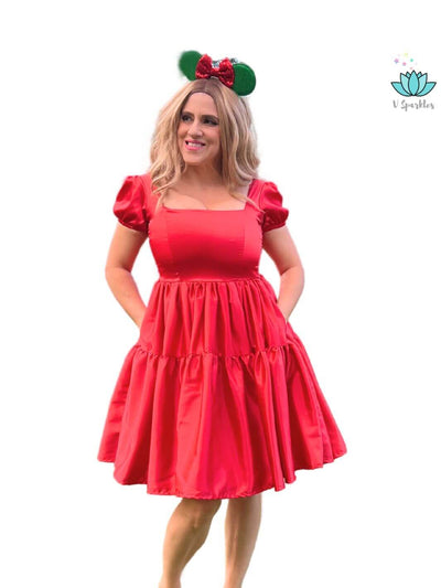 Elegant Red Dress with Optional White or Red Cape – Available in Plus Sizes