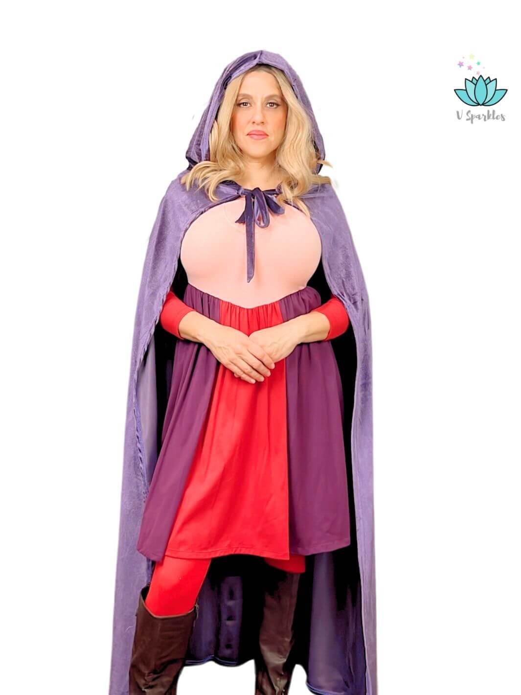 Fashionable Disneybounding Outfit for Sarah Sanderson Fans: An elegant purple cape for fans of Hocus Pocus, great for Disneybounding, birthday parties, and cosplay events.