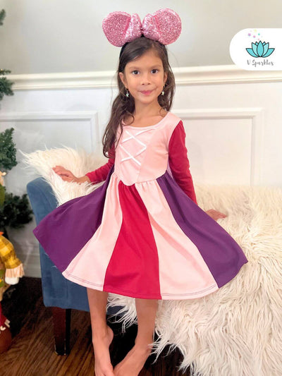 Sarah Sanderson-Inspired Halloween Costume for Kids: A colorful Sarah Sanderson-inspired outfit, ideal for play pretend, dress-up games, and Halloween festivities.