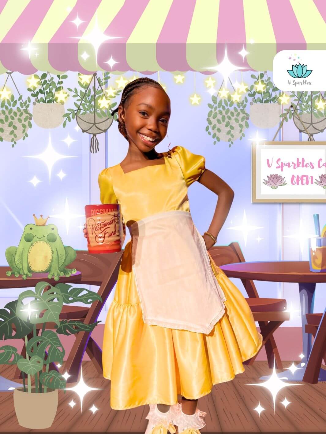 Lily Pad Princess Waitress Dress-Up Overskirt for Adults – Princess Tiana-Inspired Costume Accessory – This stunning Lily Pad Princess Waitress-inspired overskirt is perfect for transforming into Princess Tiana. Ideal for Disneybounding, Halloween costumes, or themed holiday events. Available in mid-size and plus-size options.
